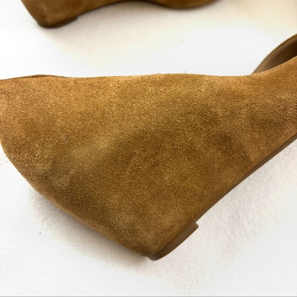 Franco Sarto Tan Suede 70’s” Closed Round Toe Slip On Wedge Heels Size 8.5 - Picture 8 of 12